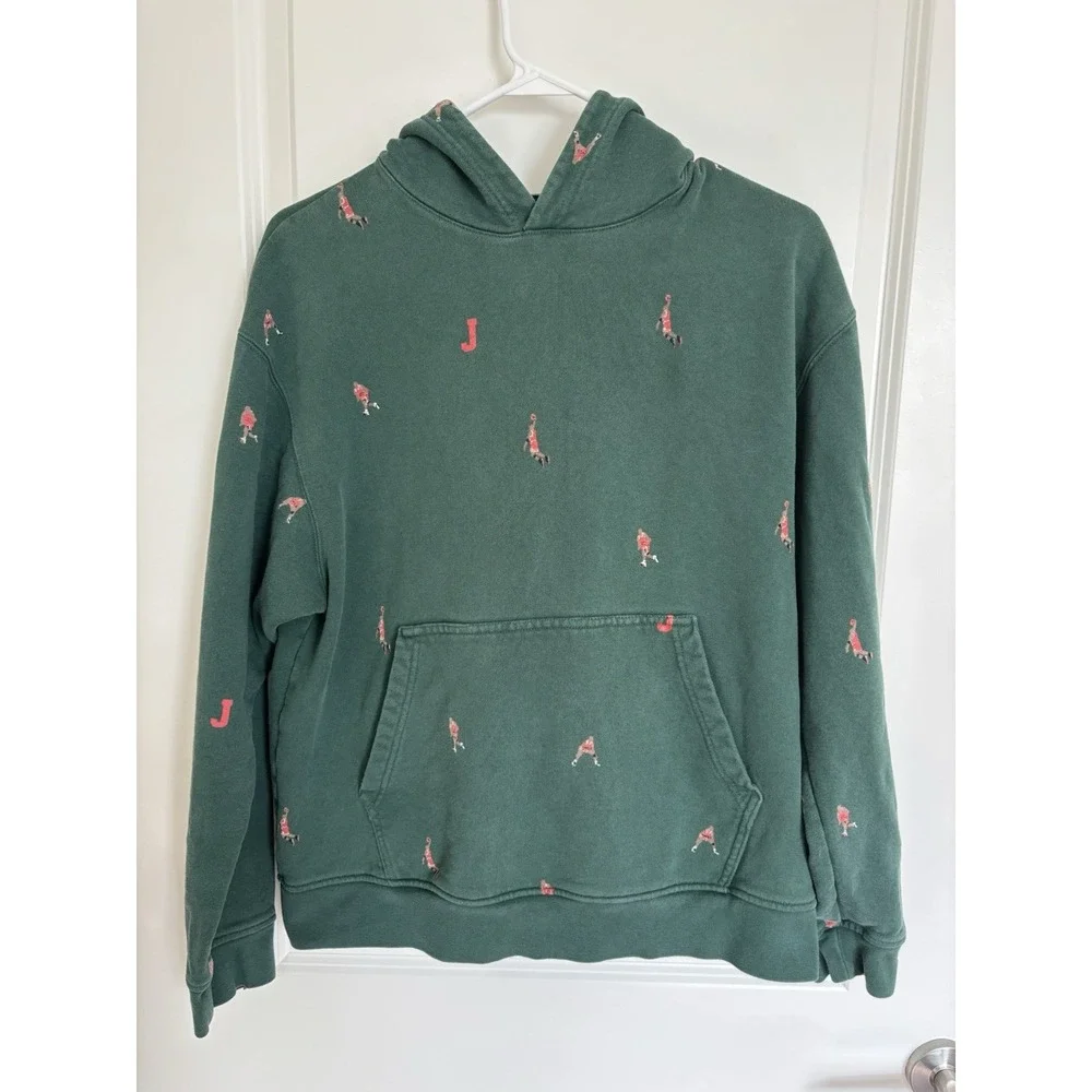 Jordan Essentials Holiday Jumpman AOP Fleece Green Hoodie Men's Size Medium‎ EUC